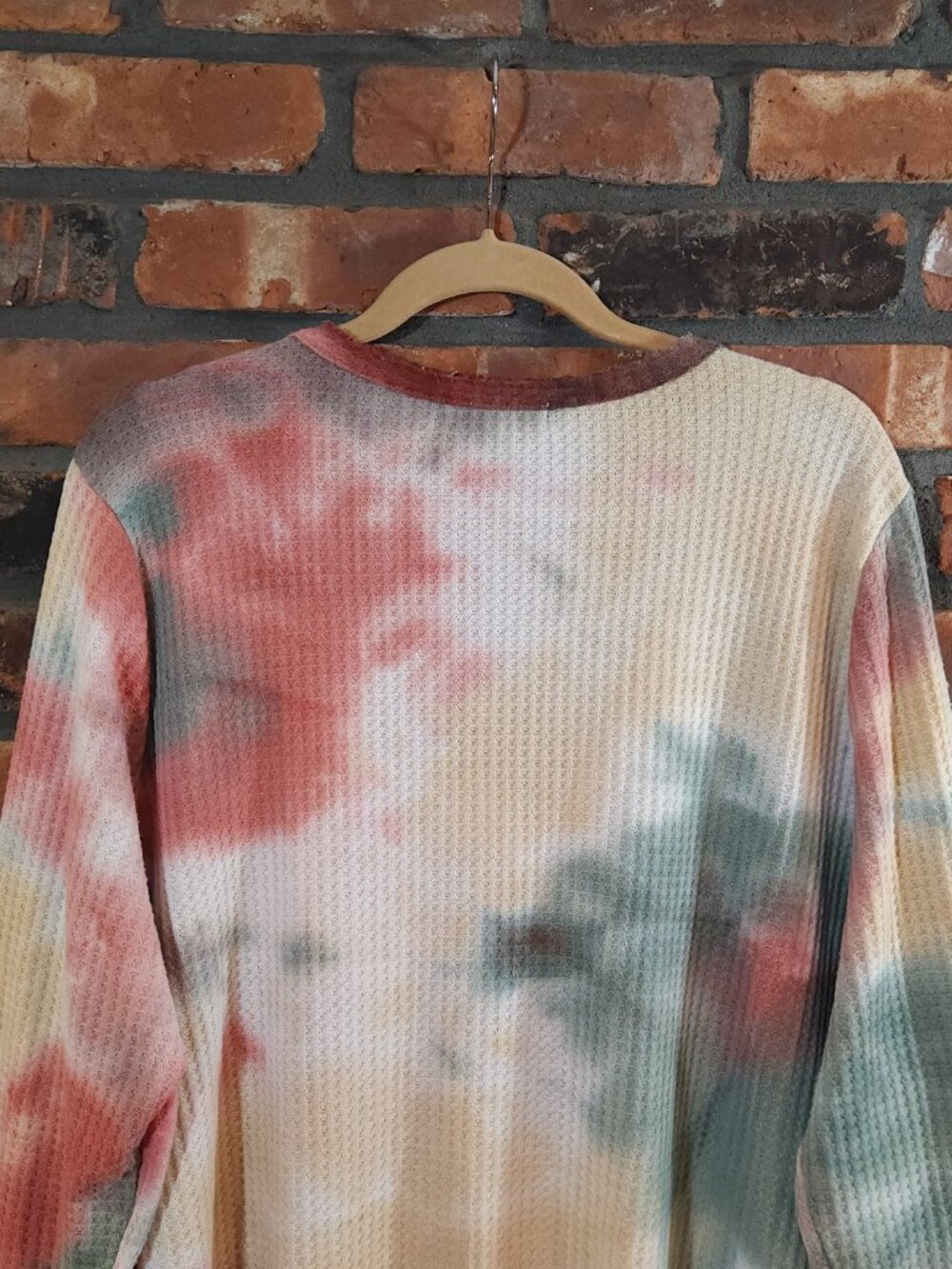 Eri + Ali Anthropologie Tallie Tie Dye Waffle Knit V-neck Peplum Top Women's 2X - Picture 6 of 7